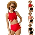 thumbnail image 1 of LILIYA Girls Swimsuit Size 8 Ruffle Hem Color Block Little Girls' Swimwear Cute Two Piece Swimsuit Beach Bathing Suit, 1 of 6