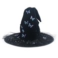 thumbnail image 1 of LILIYA Halloween Hat for Women Adult Butterfly Mesh Hat Large Ruched Hats Party Cos Pointed Cap, 1 of 5