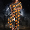 thumbnail image 1 of LILIYA Halloween Pajamas for Women Set 2 Piece Button Down Cute Sleepwear Short Sleeve Shirt Pants Sets Baggy Cozy Fall Button Loungewear, 1 of 7