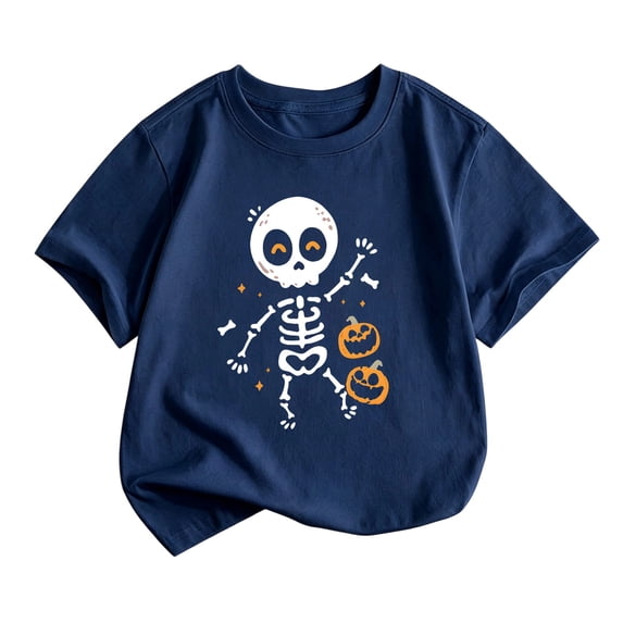 LILIYA Halloween Shirts for Girls and Boys Short Sleeve Spooky Season Halloween Graphic Tee School Uniform Tops Comfortable Casual Crewneck Holiday Tees Shirt