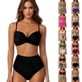 thumbnail image 1 of LILIYA High Waisted Underwire Bikini Sets - Women 2026 Two Piece Push Up Spaghetti Swimsuits Halter Bathing Suits with Tummy Control Bottom, 1 of 7