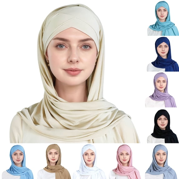 LILIYA Hijab for Women Soft Stretch Headscarf Large Turban Wrap Shawl Head Wrap Prayer Clothes for Girls Everyday Wear