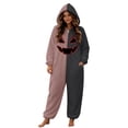 thumbnail image 1 of LILIYA Hooded Halloween Onesie, Color Block Jumpsuit for Adults, Plush Loungewear with Deep Pockets, Relaxed Fit 1-Piece Bodysuit, Cozy Holiday Sleepwear for Couples, 1 of 6