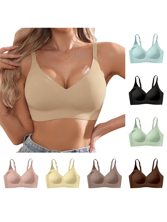 Jelly Bra for Women–Wireless Seamless Bra with W-Shape Jelly Strip & Water-Drop Cup, Anti-Sag Lift Support Breathable Comfort Bra with Air Holes