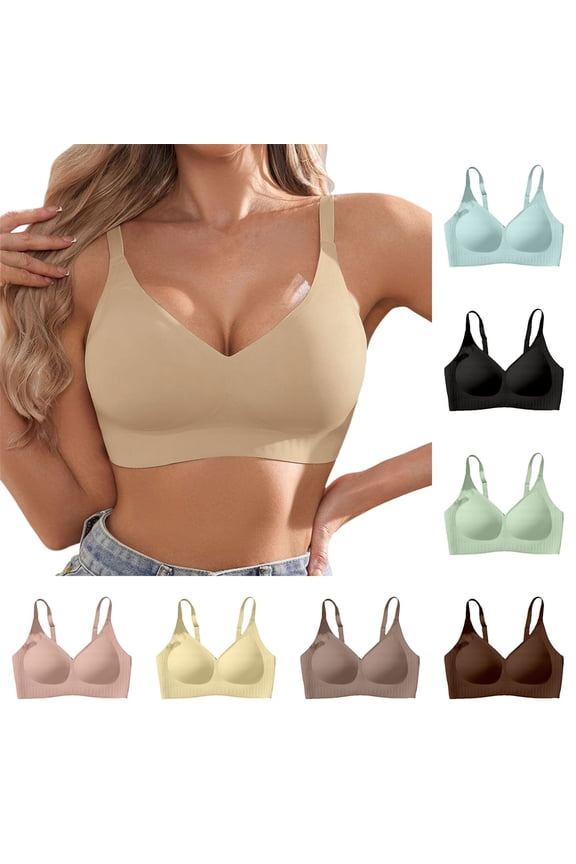 Jelly Bra for Women–Wireless Seamless Bra with W-Shape Jelly Strip & Water-Drop Cup, Anti-Sag Lift Support Breathable Comfort Bra with Air Holes