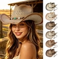 thumbnail image 1 of LILIYA Lightweight Western Cowboy Hat Breathable Wide Brim Sun Protection Adjustable Headwear for Summer Travel Vacation and Outdoor Activities, 1 of 5