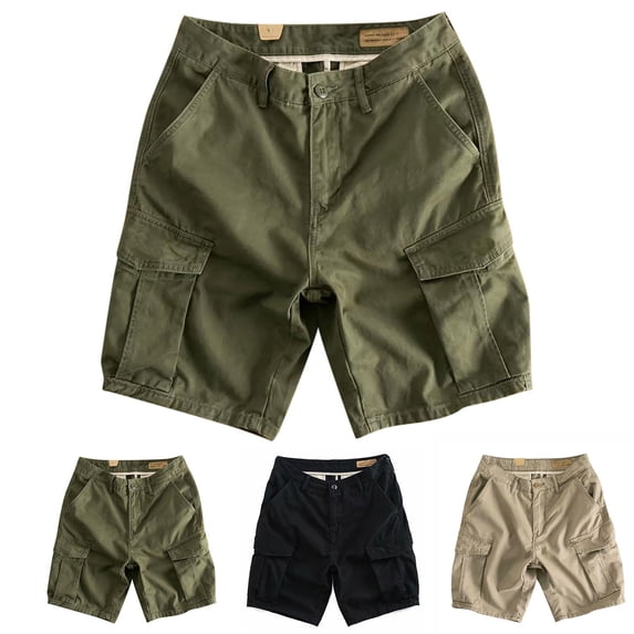 LILIYA Men's Cargo Shorts Elastic Waist Loose Lightweight Comfortable Shorts Drawstring Golf Outdoor Work Shorts with Multi Pockets