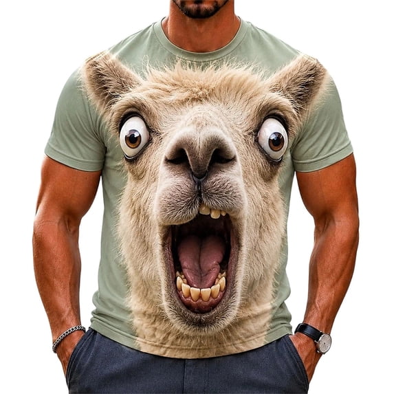 LILIYA Mens Cow Graphic T Shirt Geometric Printed Crew Neck Short Sleeve Casual Streetwear Fashion Tee Lightweight Daily Outfit Top