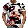thumbnail image 1 of LILIYA Mens Cow Graphic T Shirt Geometric Printed Crew Neck Short Sleeve Casual Streetwear Fashion Tee Lightweight Daily Outfit Top, 1 of 4