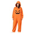 thumbnail image 1 of LILIYA Pumpkin Print Onesie, Warm Adult Jumpsuit, Soft Hooded Sleepwear for Men and Women, Cozy Long Sleeve Bodysuit with Pockets, Comfy Holiday Loungewear Suit, 1 of 4