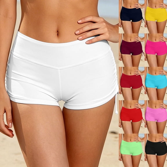 LILIYA Ruched 3" Swim Board Shorts for Women High Waisted Bathing Suit Bottoms Adjustable Side Tie Bikini Shorts Boy Shorts 2026