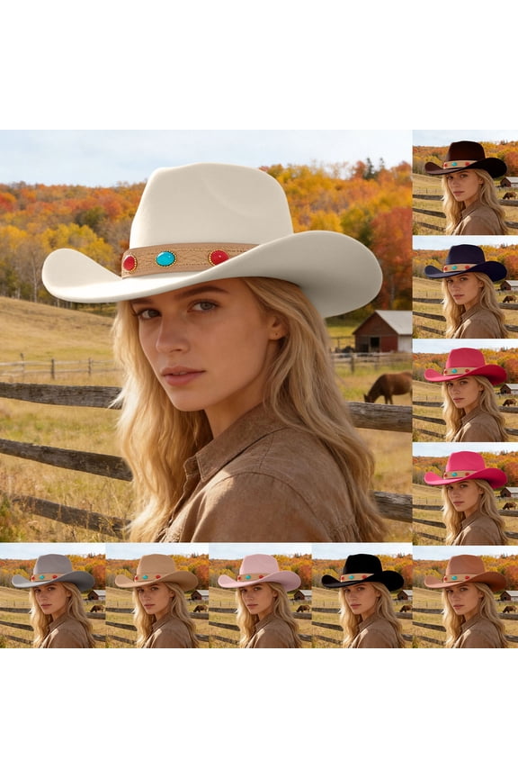 Shapeable Western Cowboy Hat for Men and Women, Classic Wide Brim Travel Friendly Headwear with Belt Buckle, Lightweight Sun Protection Hat