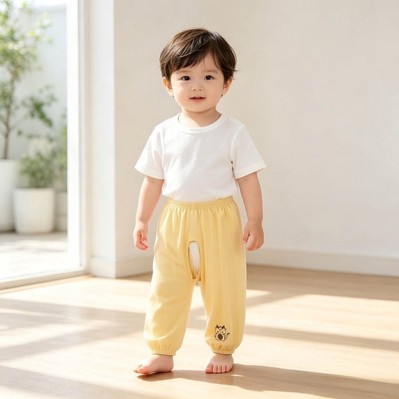 LILIYA Sweatpants for Girls&Boys, Elastic Basic Harem Long Pants Bloomers Soft Breathable Casual Joggers Thin Pull On Lightweight Airy Pants for Spring&Autumn&Winter 2-3 Years