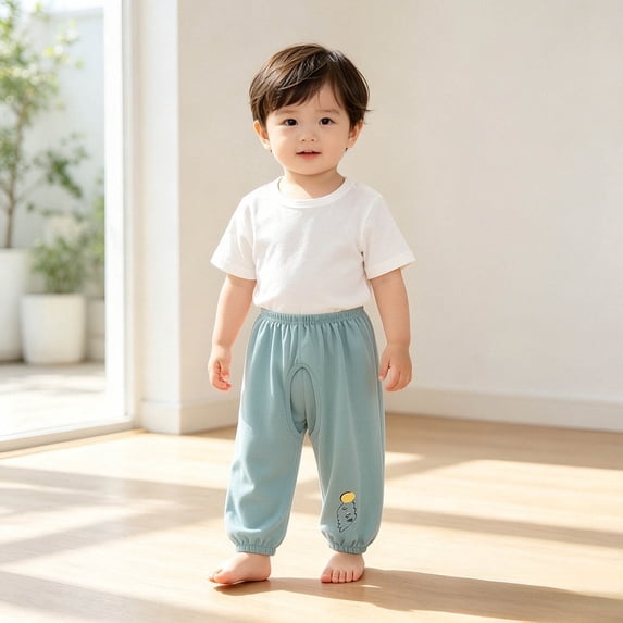 LILIYA Sweatpants for Girls&Boys, Elastic Basic Harem Long Pants Bloomers Soft Breathable Casual Joggers Thin Pull On Lightweight Airy Pants for Spring&Autumn&Winter 3-4 Years