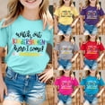 thumbnail image 1 of LILIYA Toddler Girl Back To School Outfit Hello Kindergarten First/second/third Grade Fashion Casual Short Sleeve T-Shirt Summer Outfit, 1 of 5