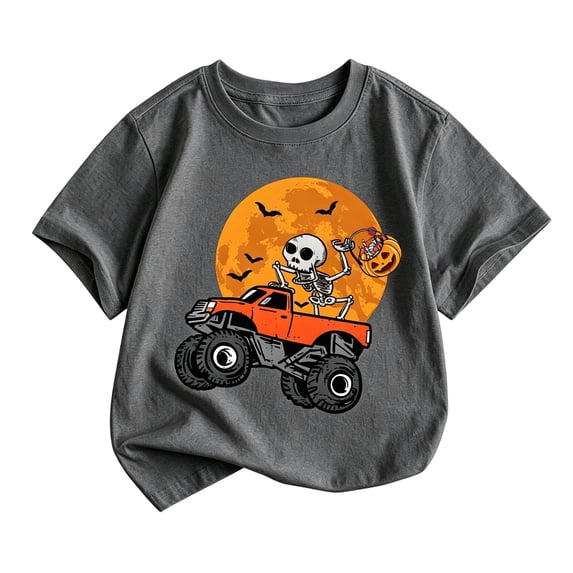 LILIYA Toddler Halloween Shirt, Boys Pumpkin Short Sleeve T Shirt, Kids Casual Top, Soft Breathable, Cute Halloween Outfit, Comfortable Daily Wear, Fun Holiday Tee 10-11 Years