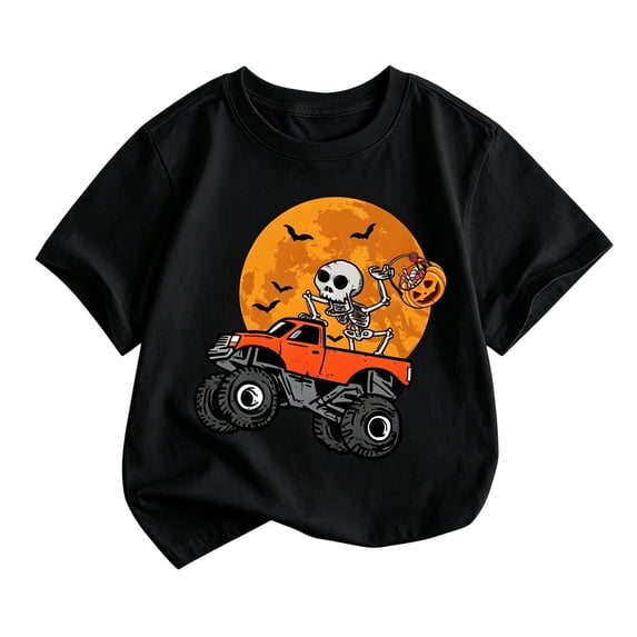 LILIYA Toddler Halloween Shirt, Boys Pumpkin Short Sleeve T Shirt, Kids Casual Top, Soft Breathable, Cute Halloween Outfit, Comfortable Daily Wear, Fun Holiday Tee 10-11 Years