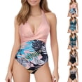 thumbnail image 1 of LILIYA Tummy Control Swimsuits for Women Slimming One Piece Bathing Suit Ruched Halter Push Up Bathing Suits Plus Size Padded Swimwear, 1 of 9