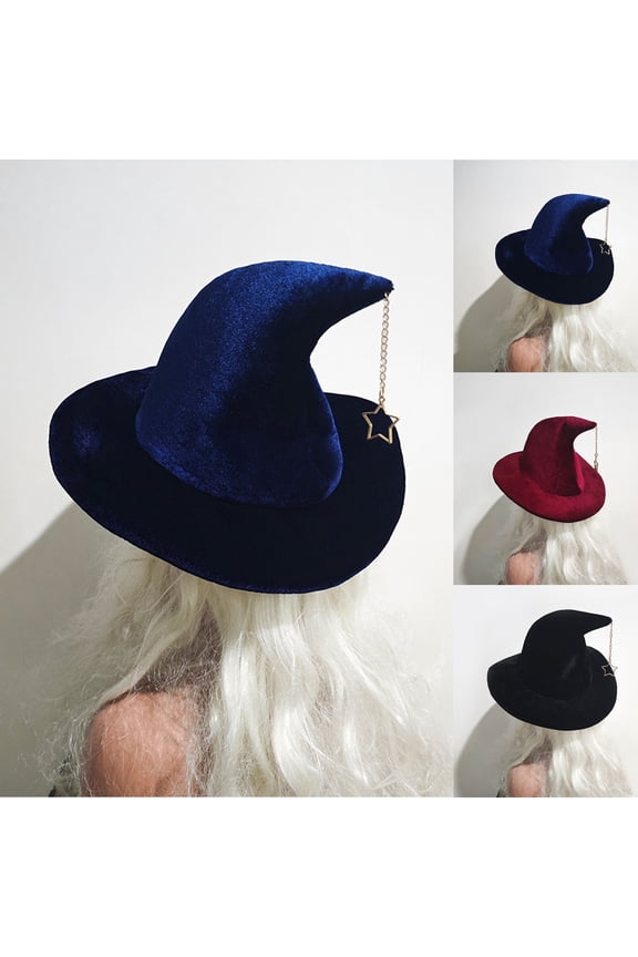 Witch Hat Top Hat Party Hats Witch Hat for Women Wide Brim Foldable Makeup Stage Wool Hats for Party Performance Accessory One Size