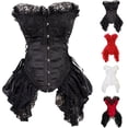 thumbnail image 1 of LILIYA Women Lace Corset Top, Overbust Bustier Shapewear with Shoulder Straps, Waist Cincher Bodysuit for Halloween Party, Gothic Style Corset with Lace Up Back, 1 of 5