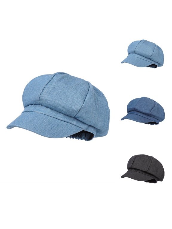 Women’s Denim Newsboy Cap Visor Beret Hat Cabbie Cap with Elastic Back 2026
