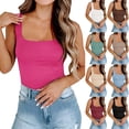 thumbnail image 1 of LILIYA Women's Racerback Tank Tops Quality Plain Summer Tank Tops for Women Adjustable Straps Slim Fitted Square Neck Sleeveless Layering Shirts Womens Camisole Undershirt Basic Tanks Top, 1 of 3