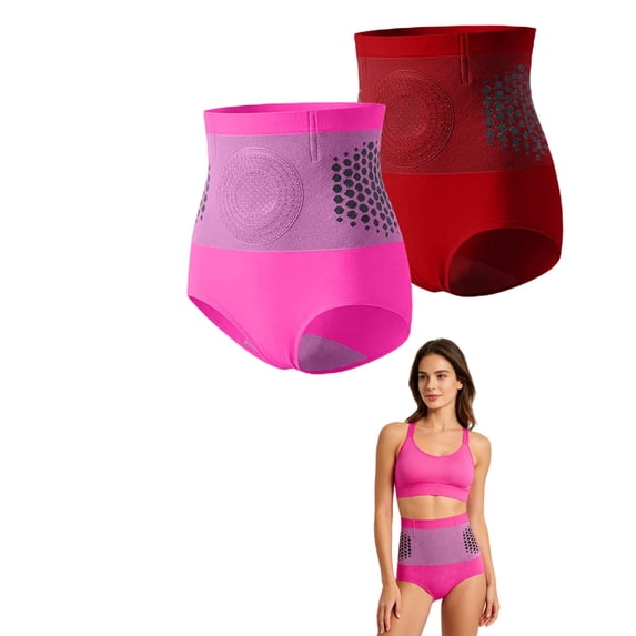LILIYA Women's Shapewear Shorts 2-Pack High Waist Tummy Control Plus Size Briefs Body Shaper Thigh Seamless Panties