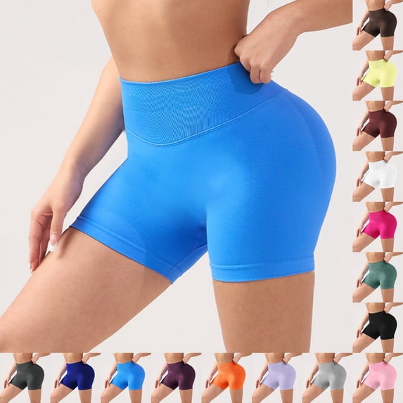 LILIYA Women's Workout Gym Shorts Lifting Yoga Biker Booty Shorts Seamless Scrunch High Waisted Athletic Leggings