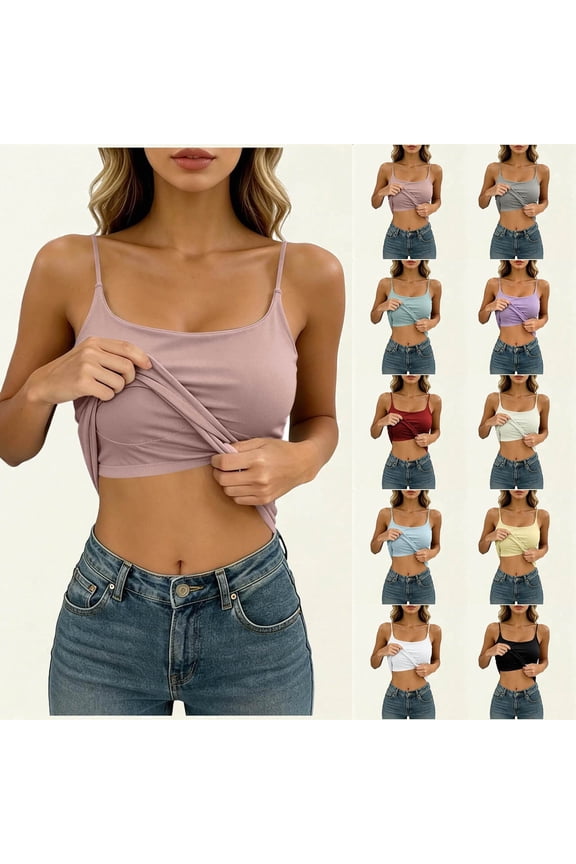 Workout Tops with Built In Bra Sleeveless Loose Fit Lightweight Built-In Bra Tank Adjustable Spaghetti Strap Wirefree Support Running Yoga Vests