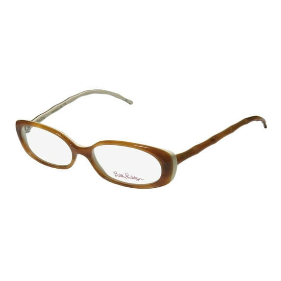 NEW LILLY PULITZER MEG MENS/WOMENS DESIGNER FULL-RIM HONEY / CREAM GENUINE HANDMADE IN ITALY FRAME DEMO LENSES 52-15-135 EYEGLASSES/EYEWEAR