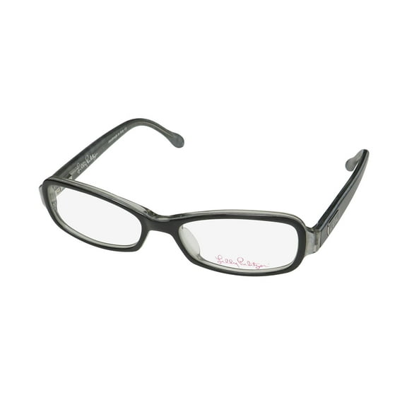 NEW LILLY PULITZER REILLY CHILDRENS/KIDS/GIRLS DESIGNER FULL-RIM BLACK / SILVER / GLITTER FRAME DEMO LENSES 46-15-130 FLEXIBLE HINGES EYEGLASSES/EYEWEAR