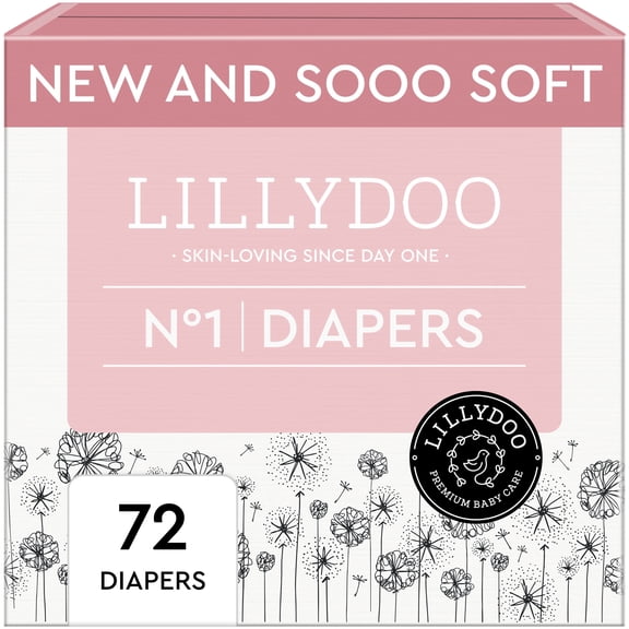 LILLYDOO Baby Diapers Skinfriendly Size 1 (4+ lbs), 72 Count (Select for More Options)