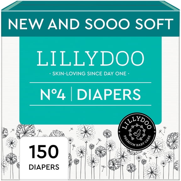 LILLYDOO Baby Diapers Skinfriendly Size 4 (20+ lbs), 150 Count (Select for More Options)