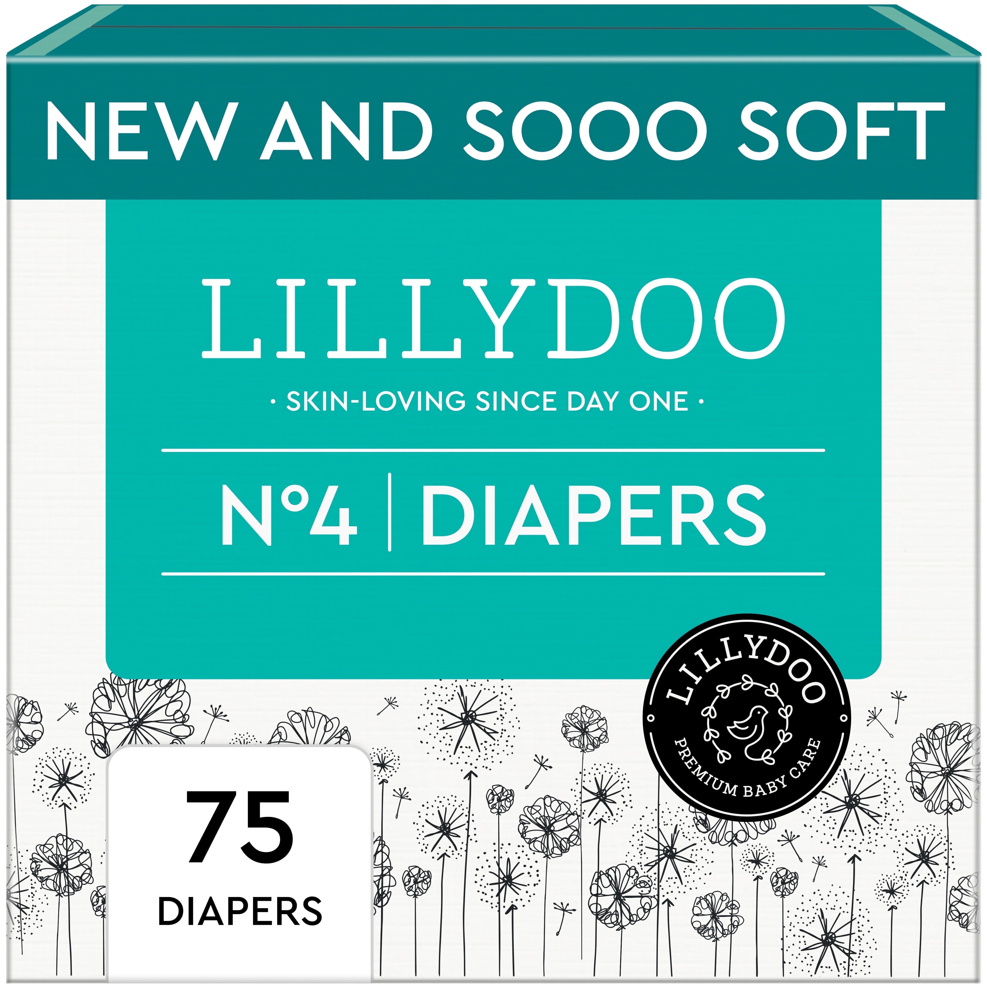 LILLYDOO Baby Diapers Skinfriendly Size 4 (20+ lbs), 75 Count (Select for More Options)