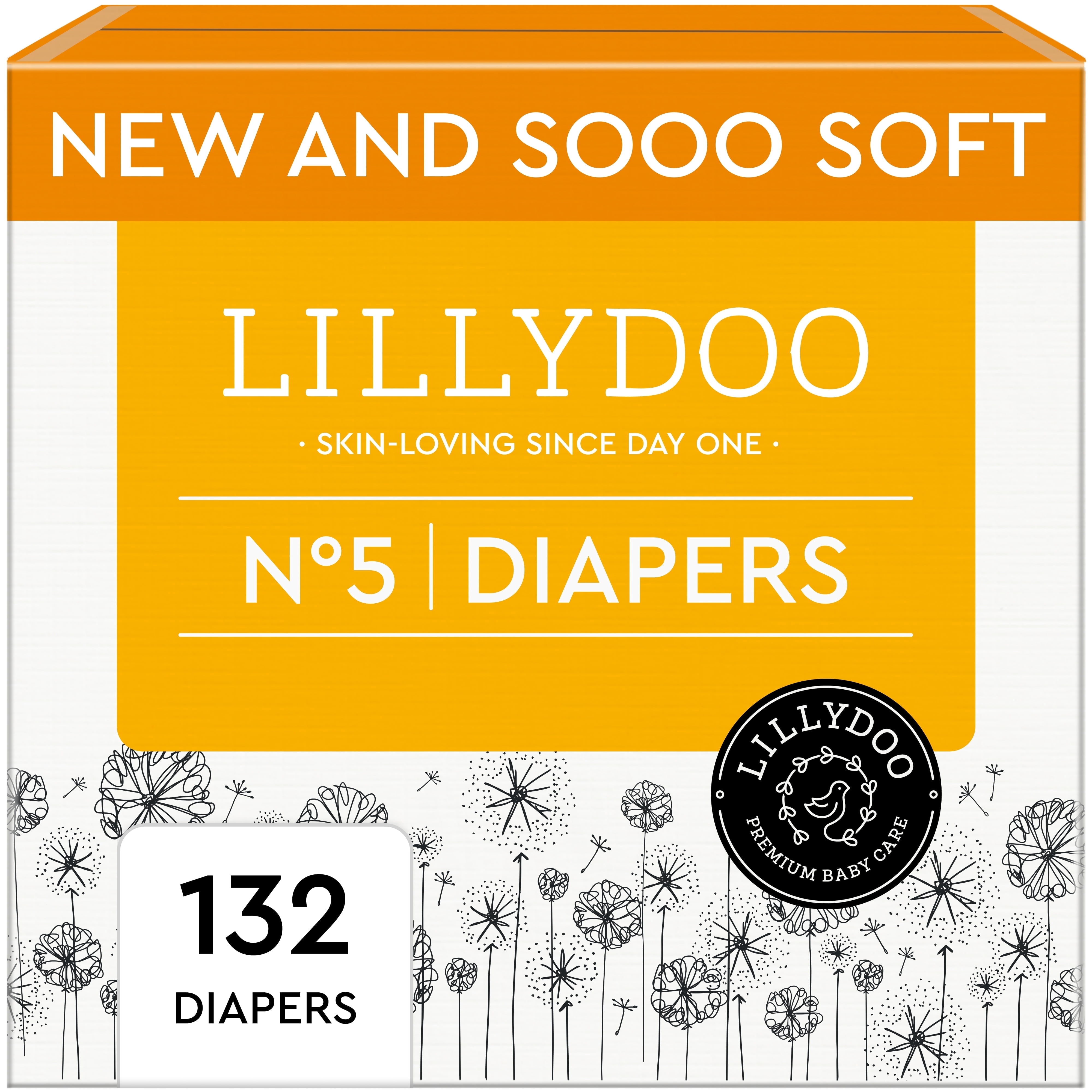 LILLYDOO Baby Diapers Skinfriendly Size 5 (24+ lbs), 132 Count (Select for More Options)