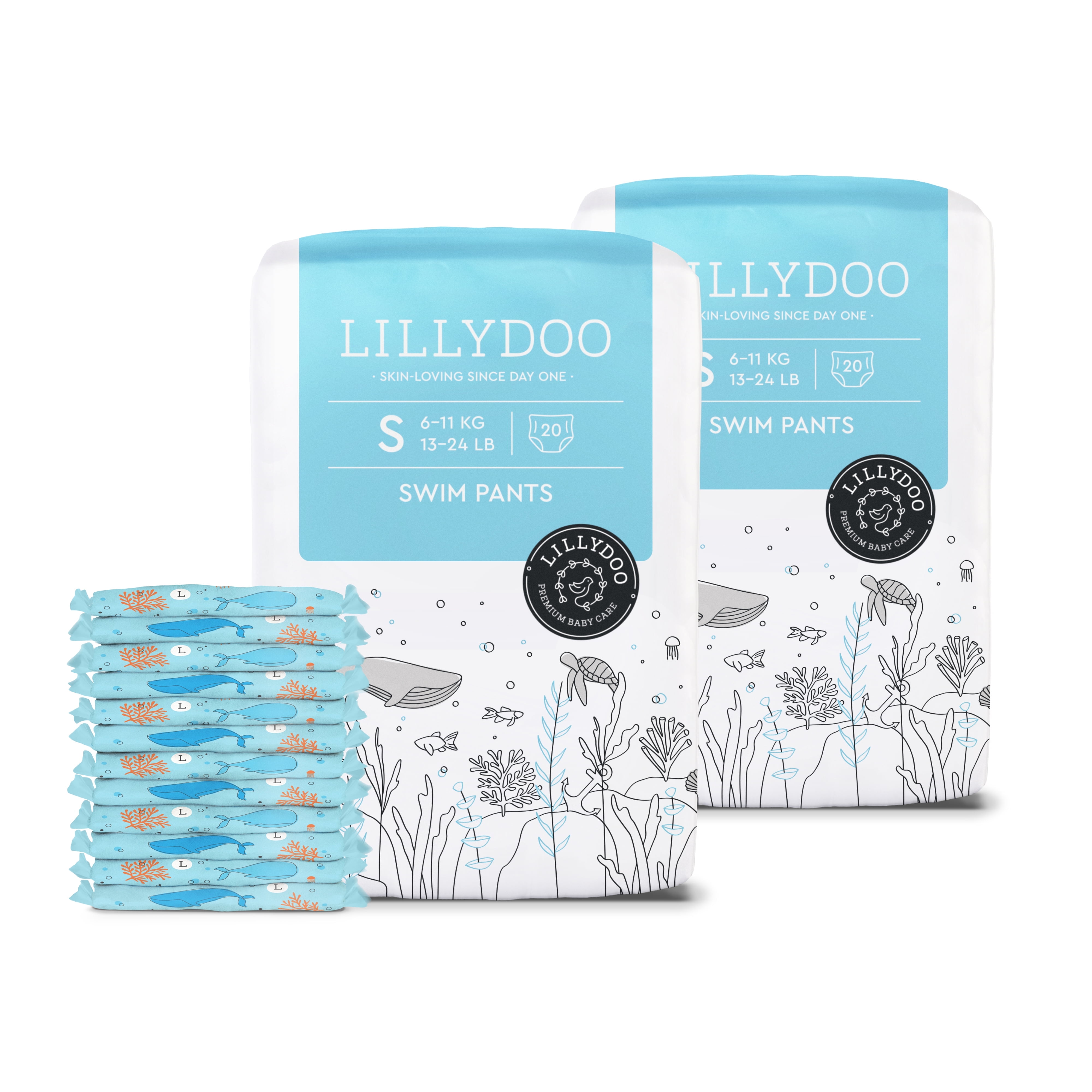 LILLYDOO Baby Swim Diapers - Size Small (13-24 lbs), 40 Count (Select for More Options)