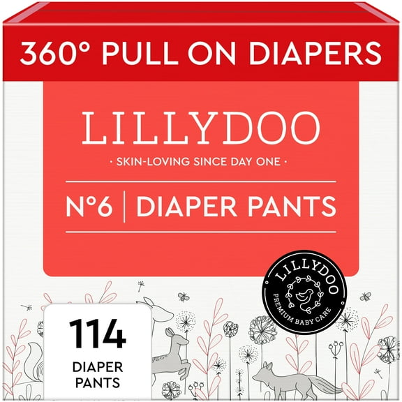 LILLYDOO Diaper Pants Skinfriendly Size 6 (33+ lbs), 114 Count (Select for More Options)