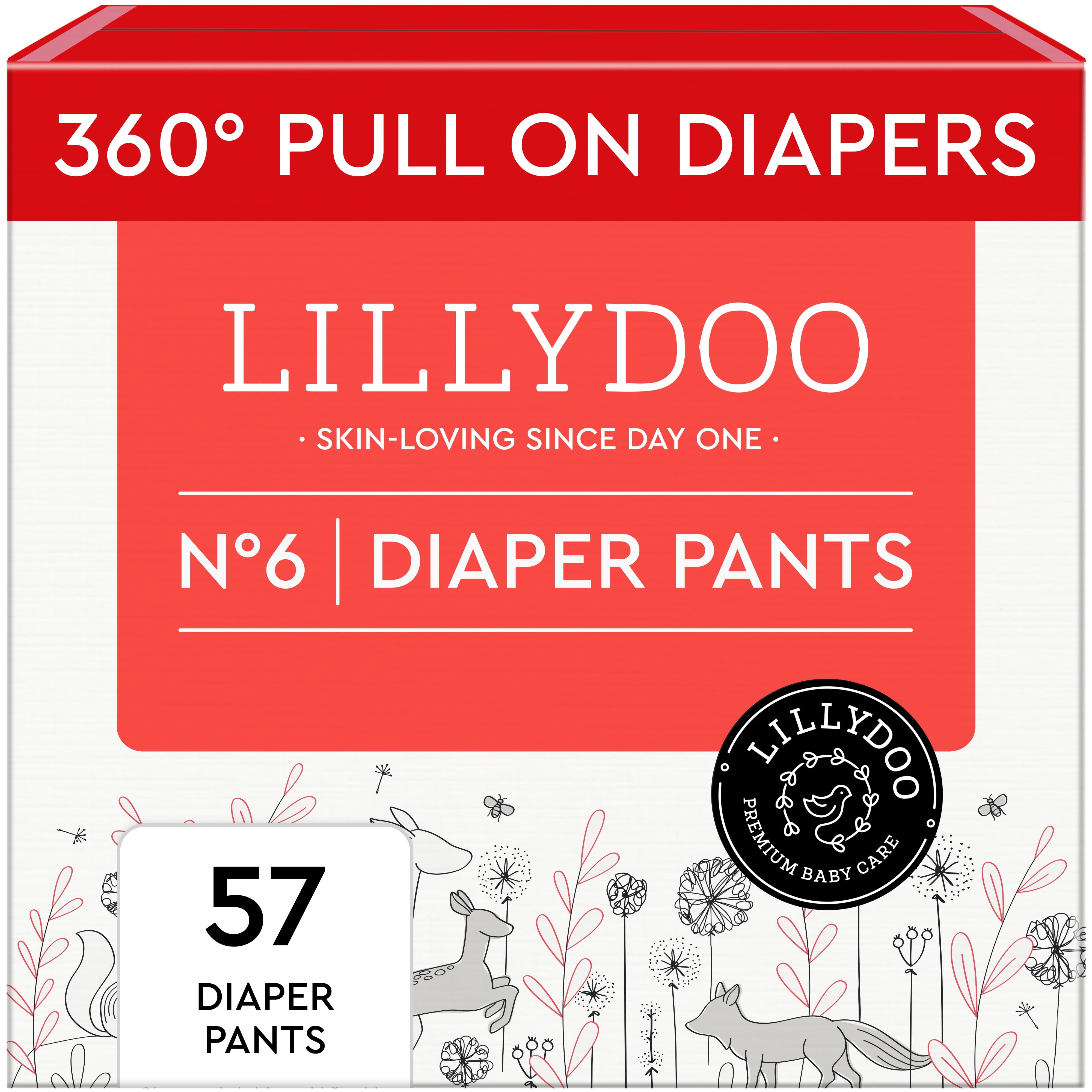 LILLYDOO Diaper Pants Skinfriendly Size 6 (33+ lbs), 57 Count (Select for More Options)