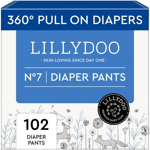 LILLYDOO Diaper Pants Skinfriendly Size 7 (37+ lbs), 102 Count (Select for More Options)