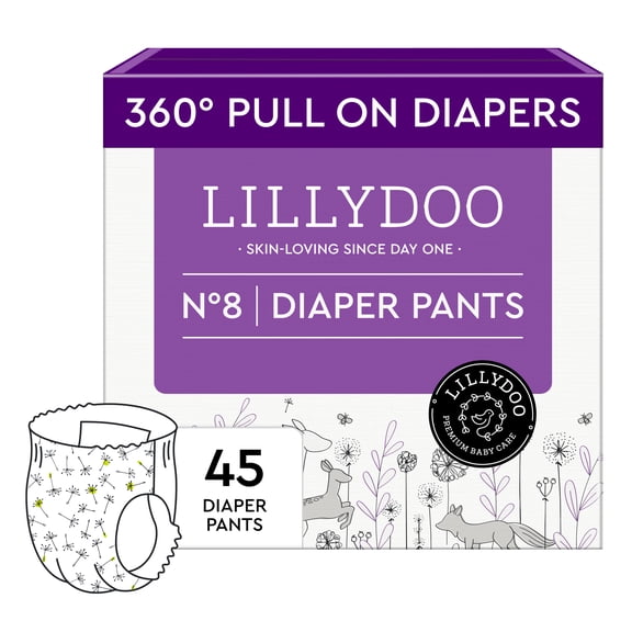 LILLYDOO Diaper Pants Skinfriendly Size 8 (42+ lbs), 45 Count (Select for More Options)