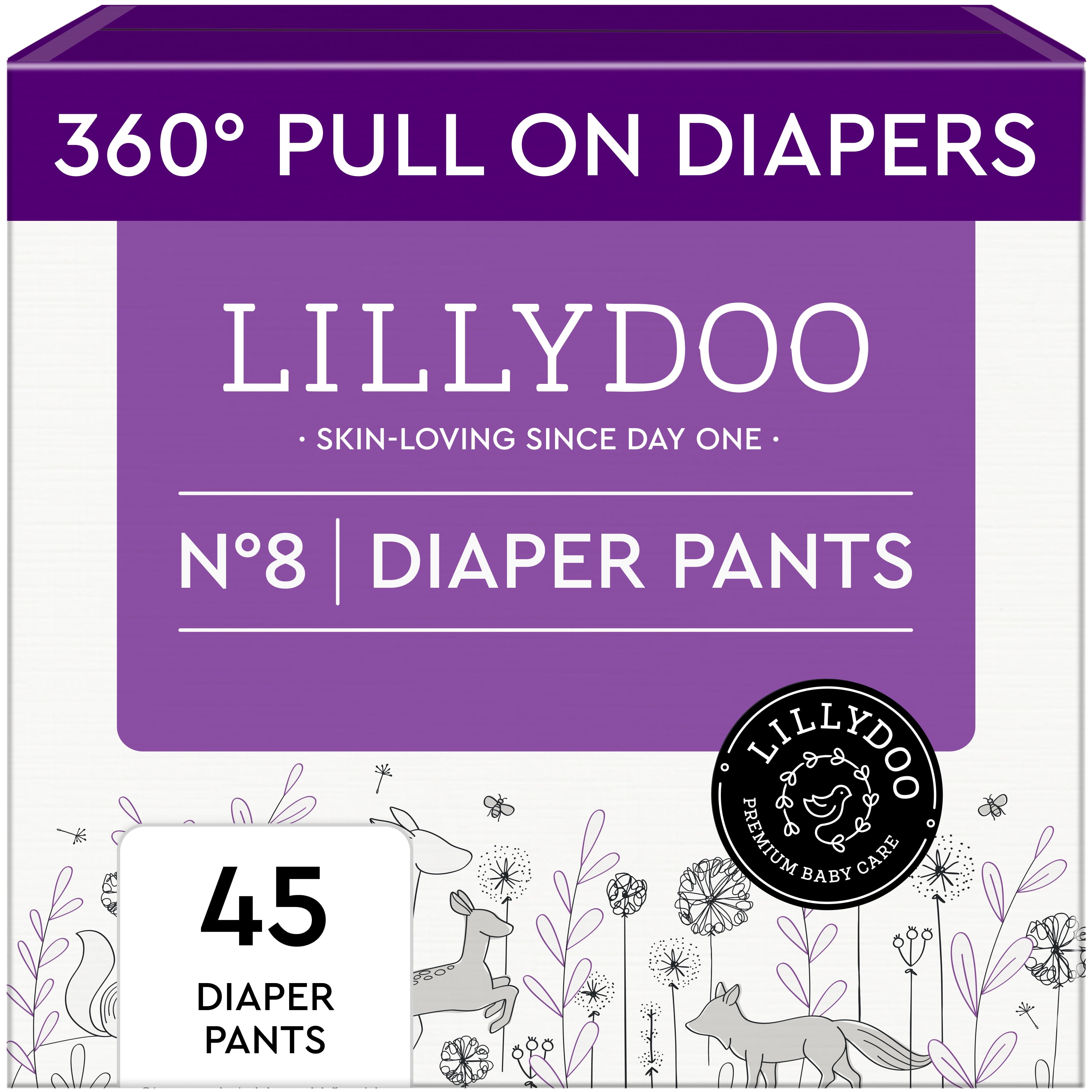 LILLYDOO Diaper Pants Skinfriendly Size 8 (42+ lbs), 45 Count (Select for More Options)