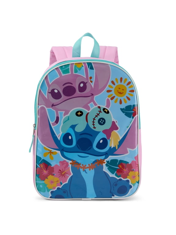 LILO & STITCH, 15" Girls' Backpack with Padded Straps & Zip Compartment - Ideal Toddler Bookbag for School & Travel