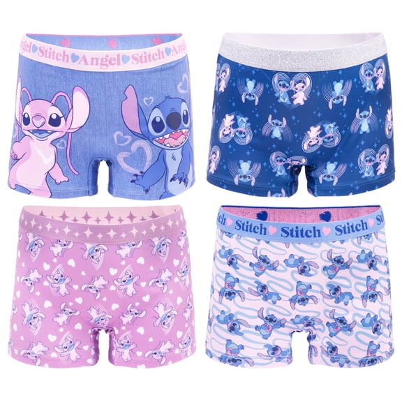 Stitch and Angel Girls Boyshort Character Underwear, 4-Pack, Size 4-10