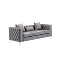 thumbnail image 1 of 7' Pewter Gray Solid Velvet Modern Style Sofa, 1 of 4