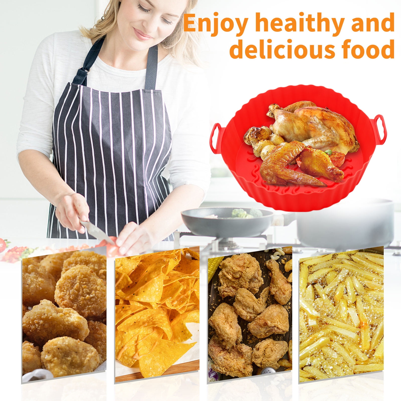 LILSHIM Airfryer Fried Mat Silicone Air Fryer Tray Ovens Baking Pan