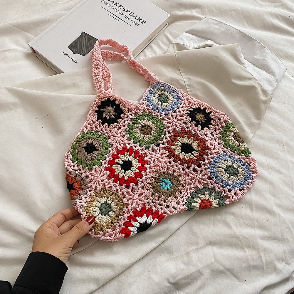 Buy White Blue Crochet Bag / Granny Square Bag / Knitted Women