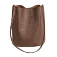thumbnail image 1 of LILSHIM Vintage Women Shoulder Crossbody Bag Leather Bucket Handbag (Dark Brown), 1 of 8
