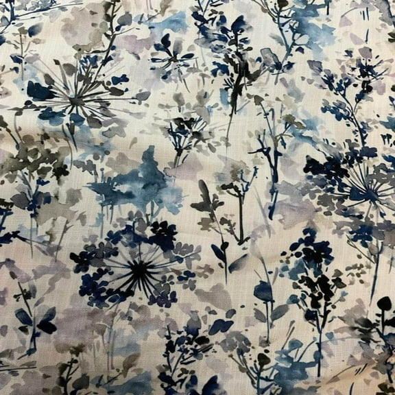 LILY - Digital Print Fabric - Cotton Hand - 58 Inch. in Width, | Home Decor, Blue / Cut by the Yard
