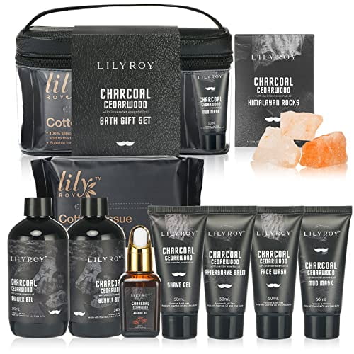 LILY ROY Perfumes Bath Spa Gift Baskets Set for Men Father's Day Luxury