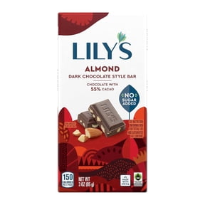 LILY'S Almond Dark Chocolate Style No Sugar Added, Sweets Bars, 3 oz (4 Count)